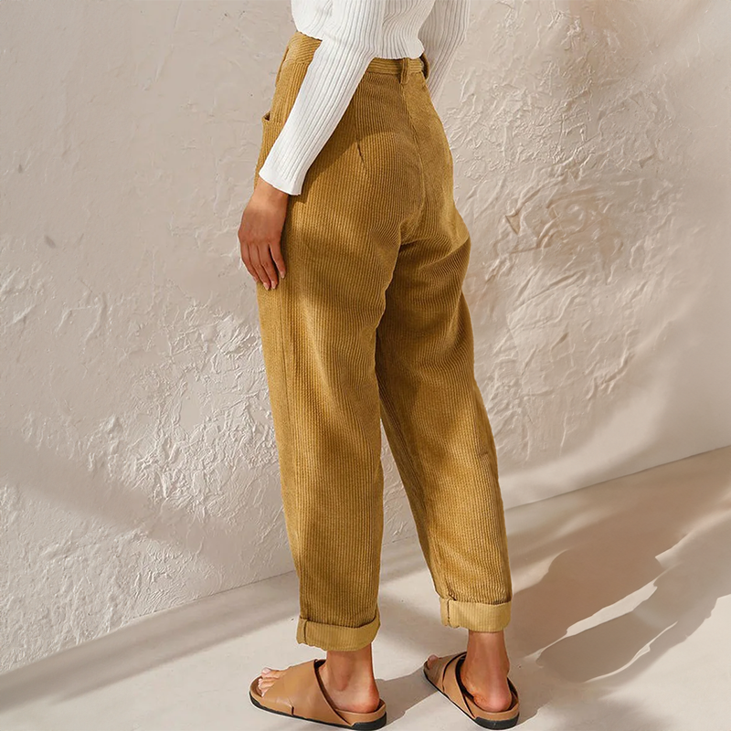Lisette-Cordhose für Damen – Bequeme hohe Taille und weite Beine für einen lässigen Look