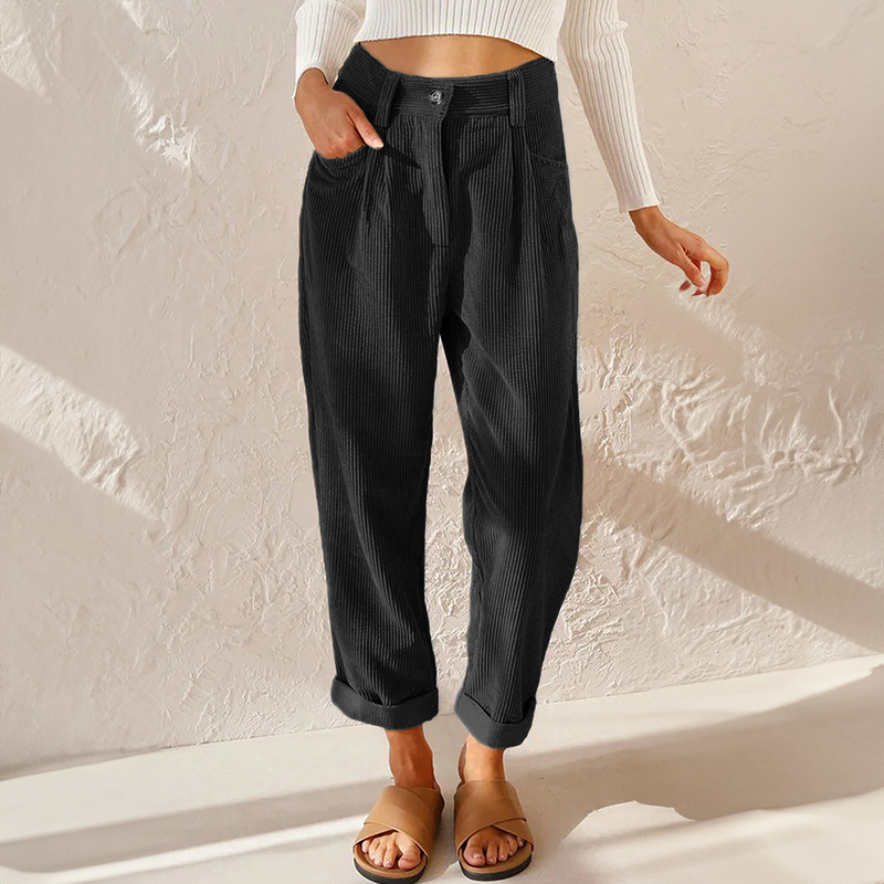 Lisette-Cordhose für Damen – Bequeme hohe Taille und weite Beine für einen lässigen Look