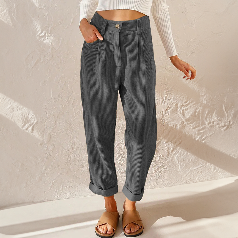 Lisette-Cordhose für Damen – Bequeme hohe Taille und weite Beine für einen lässigen Look