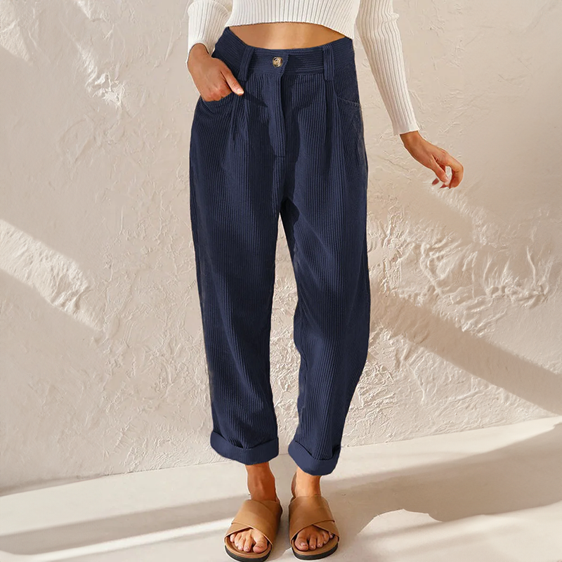 Lisette-Cordhose für Damen – Bequeme hohe Taille und weite Beine für einen lässigen Look
