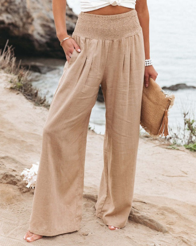 Damenhose mit hohem Bund und weitem Bein