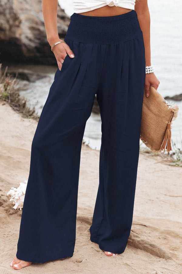Damenhose mit hohem Bund und weitem Bein