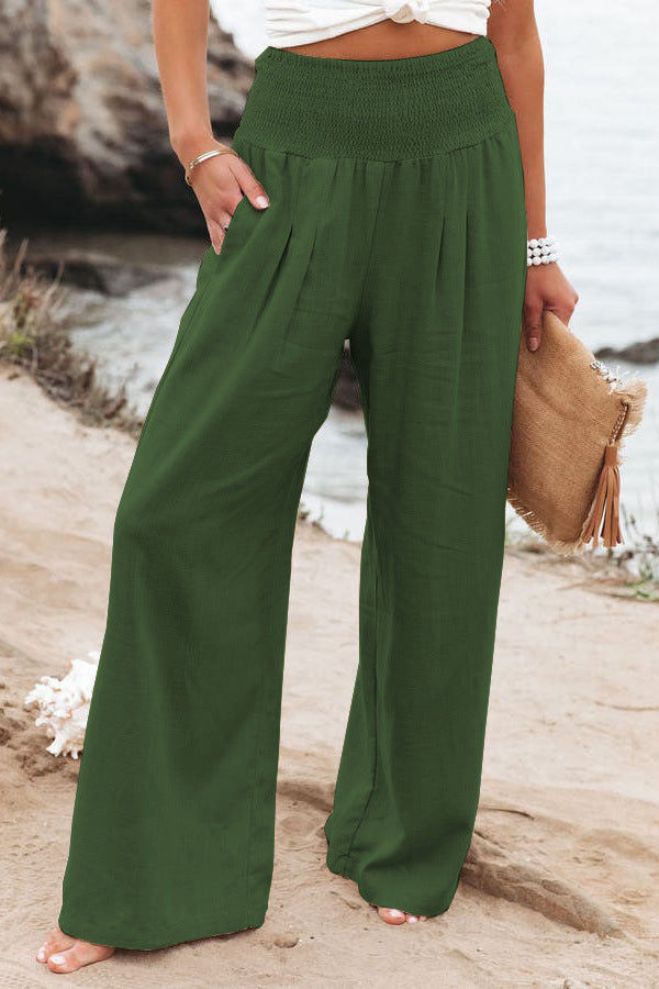 Damenhose mit hohem Bund und weitem Bein