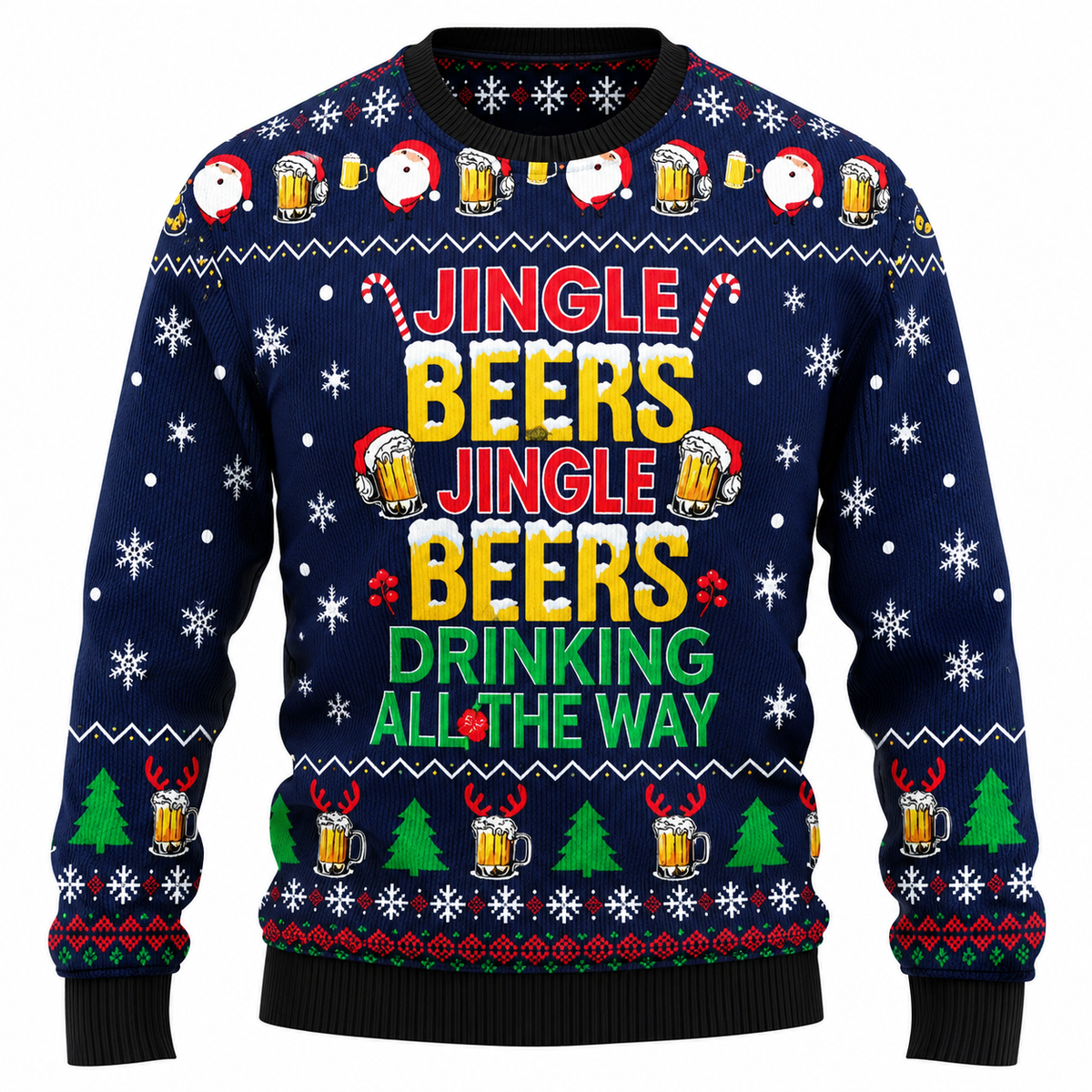 Maglione natalizio Jingle Beers per uomo - Divertente maglione natalizio unisex con stampa 3D