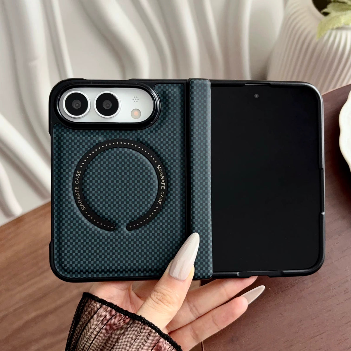 Leather Magnetic Case with Hinge and Screen Protection for iPhone Ultra 18 6