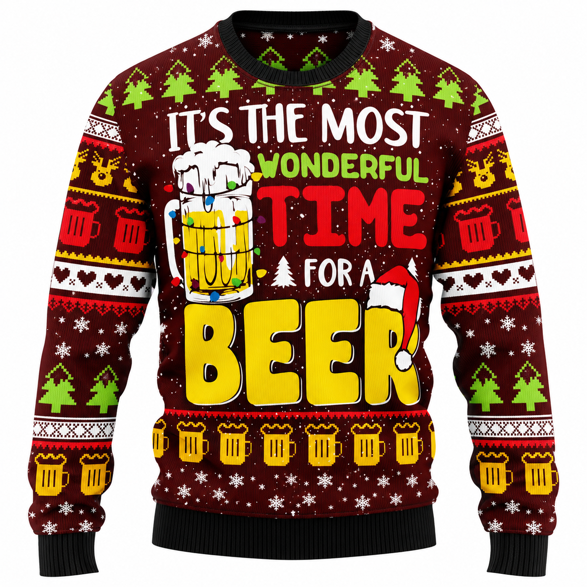 Maglione natalizio Jingle Beers per uomo - Divertente maglione natalizio unisex con stampa 3D