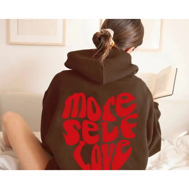 Felpa con cappuccio da donna con stampa vistosa e vestibilità oversize