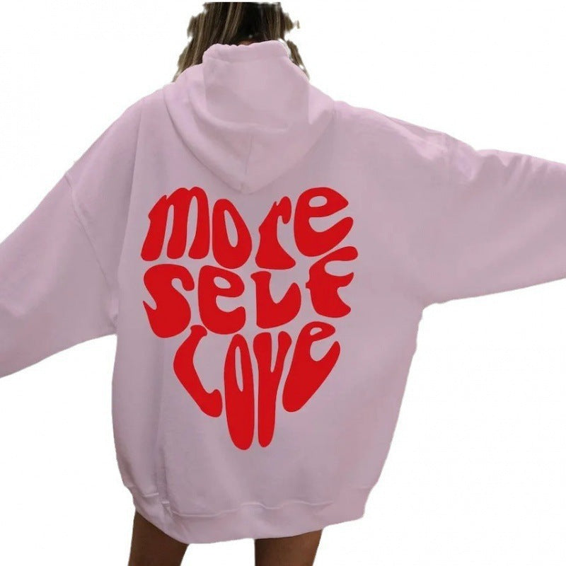 Felpa con cappuccio da donna con stampa vistosa e vestibilità oversize
