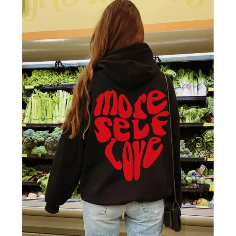 Felpa con cappuccio da donna con stampa vistosa e vestibilità oversize