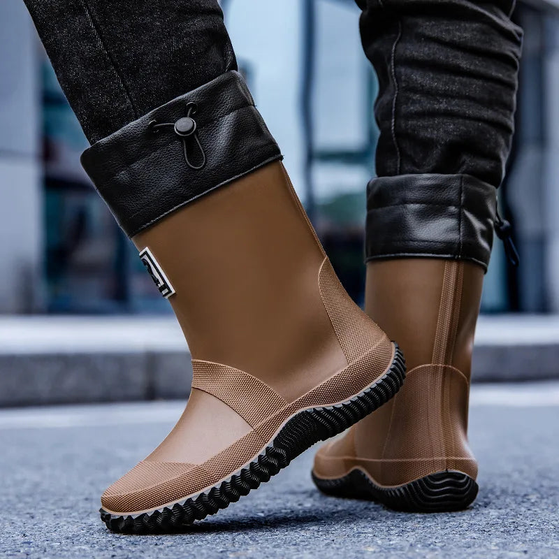 Bottes en caoutchouc mi-hautes pour hommes, pour la pêche et le jardinage