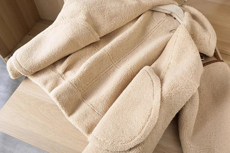 Giacca in pile patchwork da donna - Giacca invernale casual con cerniera