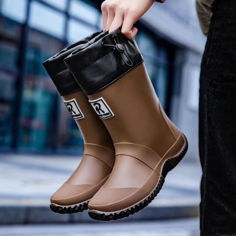 Bottes en caoutchouc mi-hautes pour hommes, pour la pêche et le jardinage