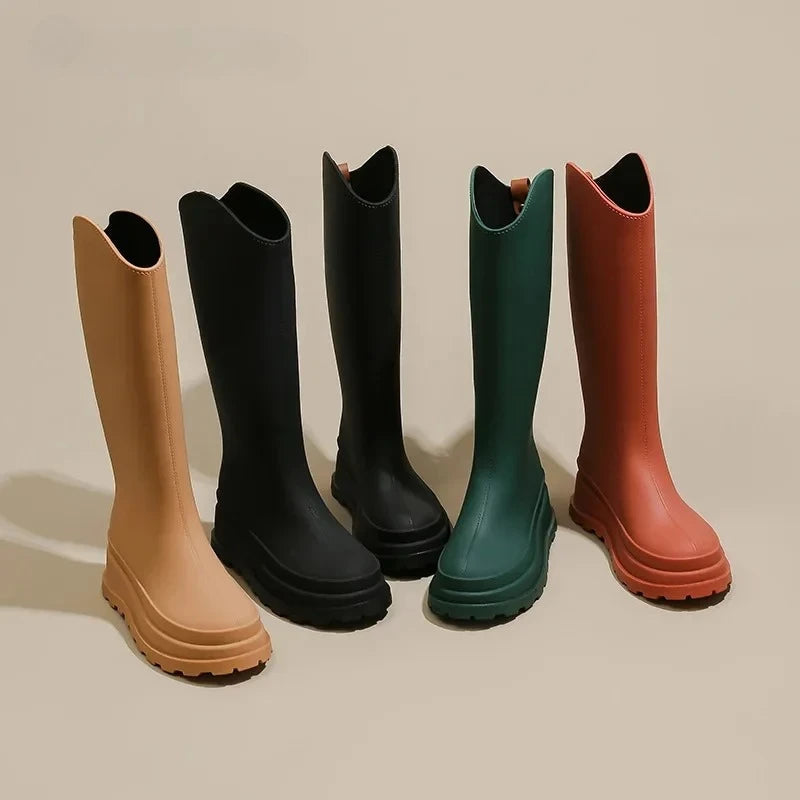 Bottes en caoutchouc montantes à plateforme pour femmes - Rosalienne