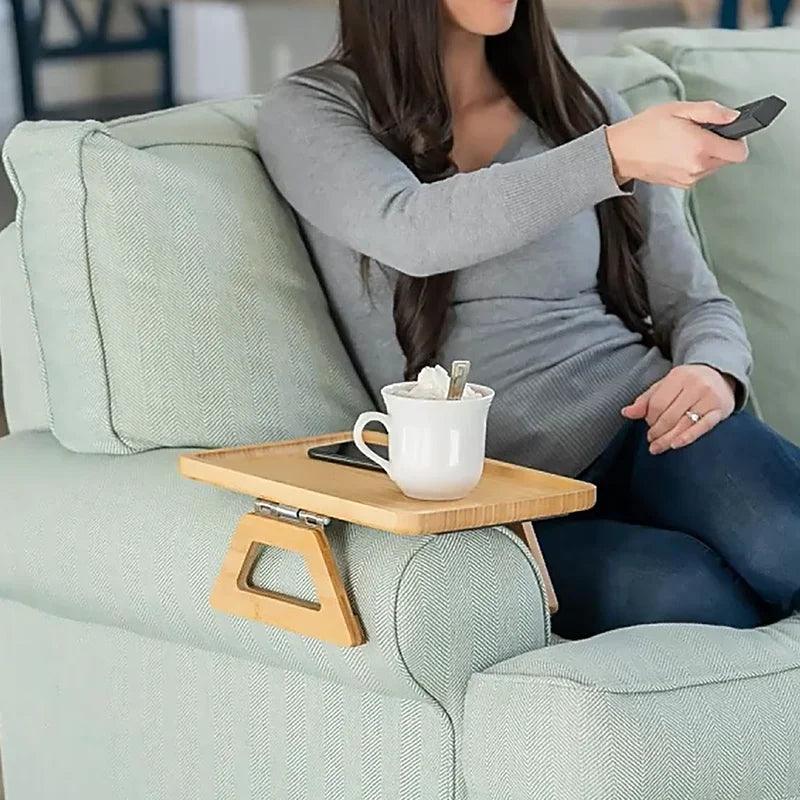 Mesa de apoio para braço de sofá em bambu
