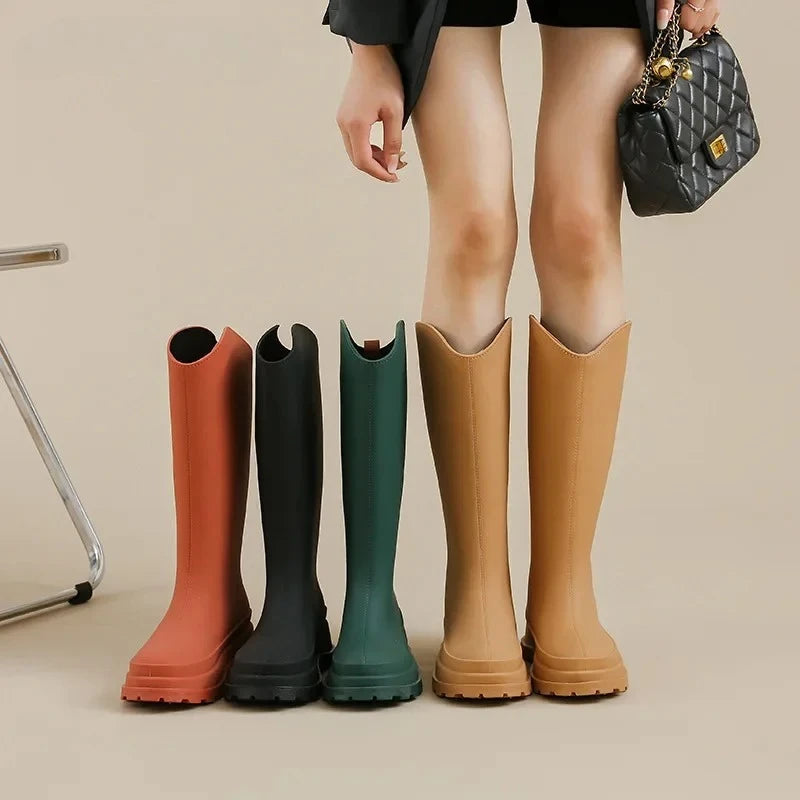 Bottes en caoutchouc montantes à plateforme pour femmes - Rosalienne