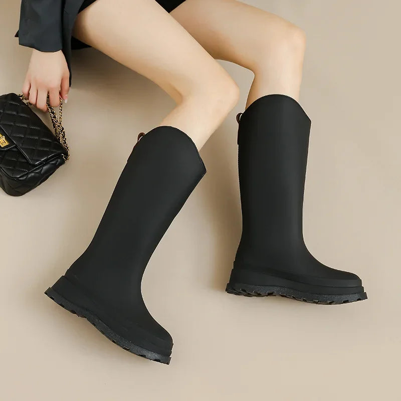 Bottes en caoutchouc montantes à plateforme pour femmes - Rosalienne