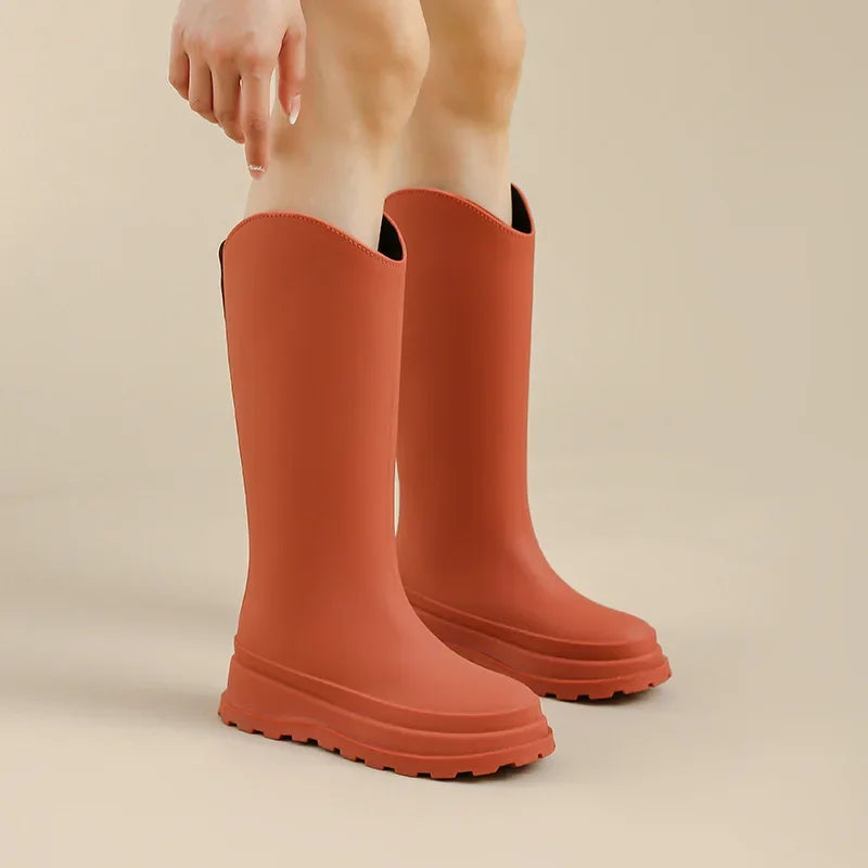 Bottes en caoutchouc montantes à plateforme pour femmes - Rosalienne