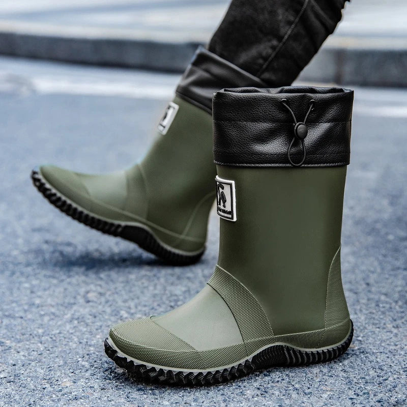 Bottes en caoutchouc mi-hautes pour hommes, pour la pêche et le jardinage