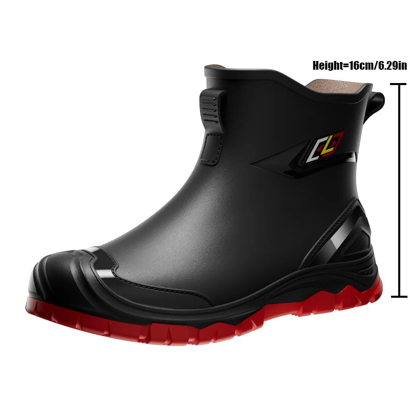 Bottes en caoutchouc rouges et imperméables pour hommes