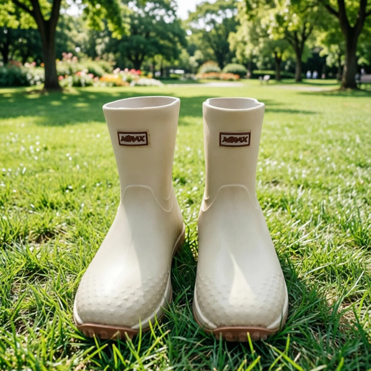 Bottes de pluie imperméables beiges pour hommes