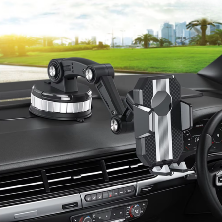 Supporto per cellulare da auto con potente ventosa, rotazione a 360° e utilizzo con una sola mano - supporto universale regolabile