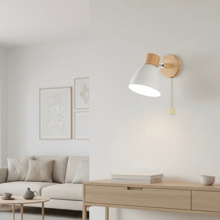 WoodenCone modern LED wall sconce with minimalist iron and wood design