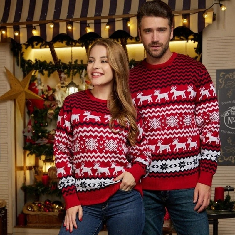 Pulls de Noël assortis pour couples et familles – Pull en maille de style nordique
