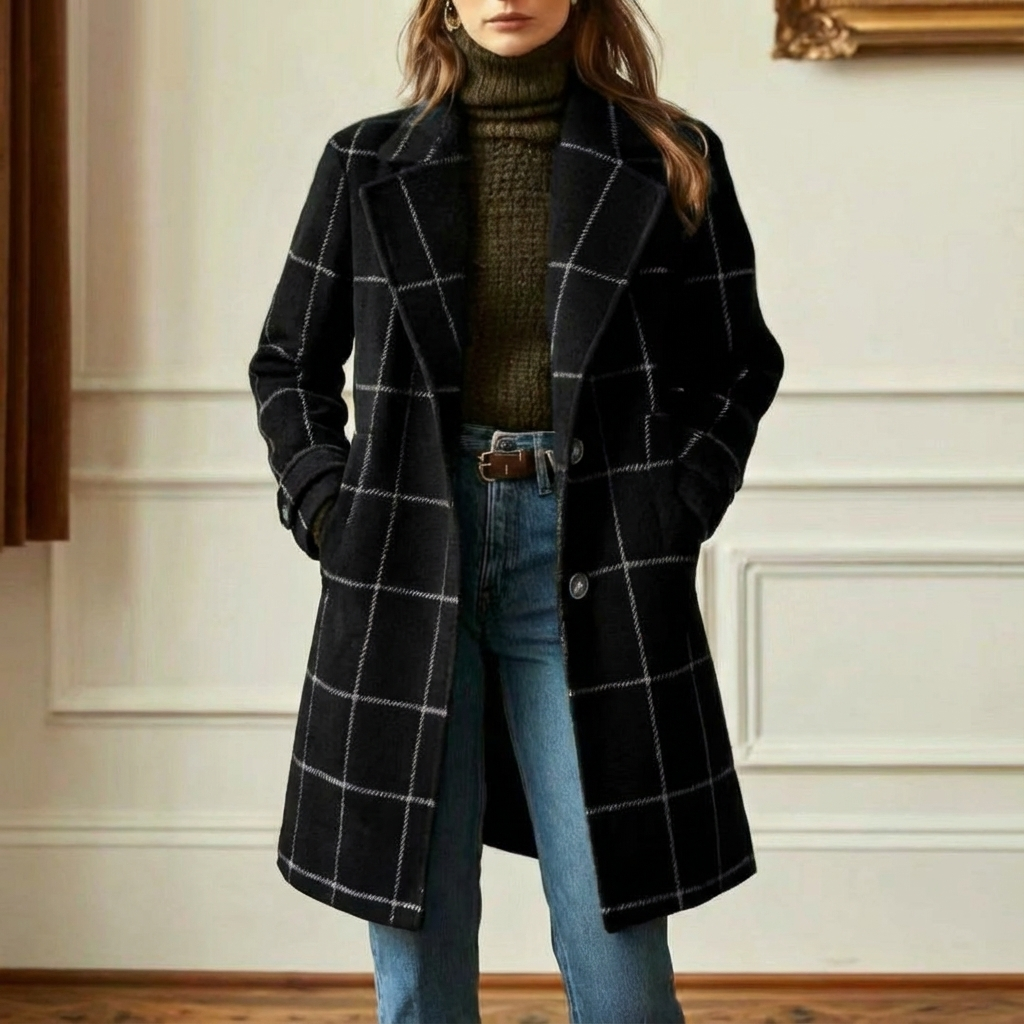 Manteau en laine à carreaux
