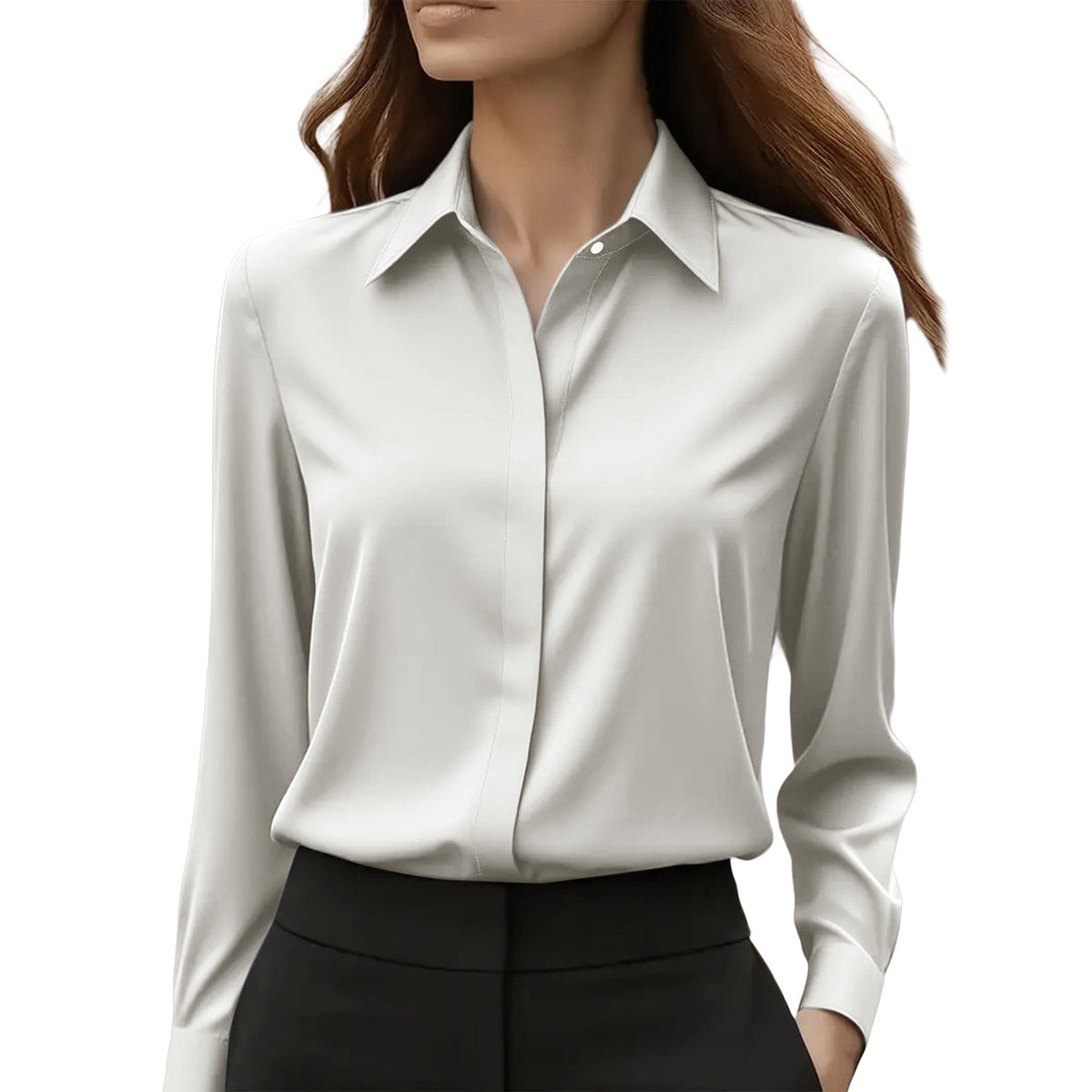 Blusa de Mujer en Seda Refinada en Gris claro