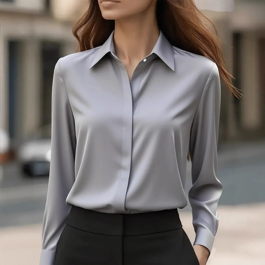 Blusa de Mujer en Seda Refinada en Gris