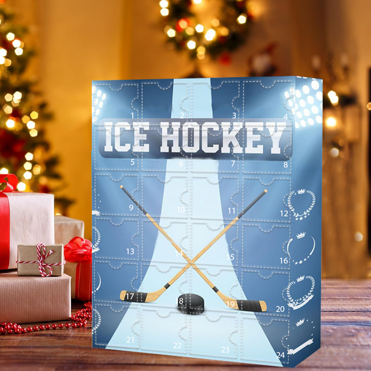 Ice hockey advent calendar 2026 | 24-day countdown with ice hockey decorations and souvenirs | Handmade Christmas gift for sports fans