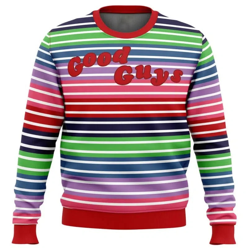 Good Guys-julesweatshirt med motiv – Farverig, stribet langærmet trøje
