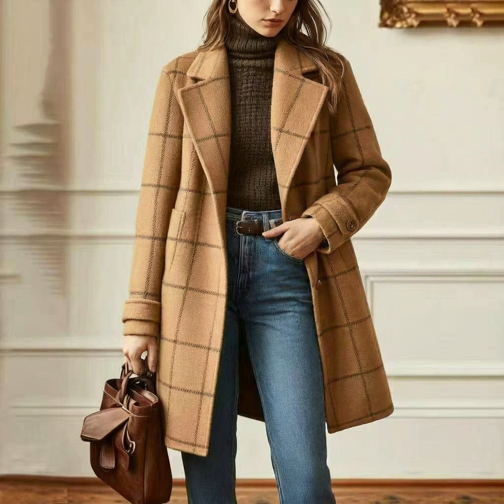 Manteau en laine à carreaux
