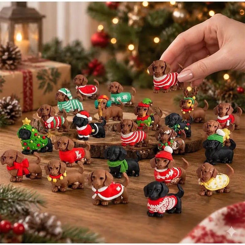 New Christmas calendar for 2026 – 24-day countdown calendar with a cute 3D dachshund figurine – Christmas decoration and gift calendar