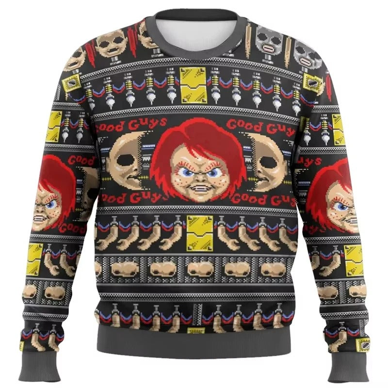 Good Guys-julesweatshirt med motiv – Farverig, stribet langærmet trøje