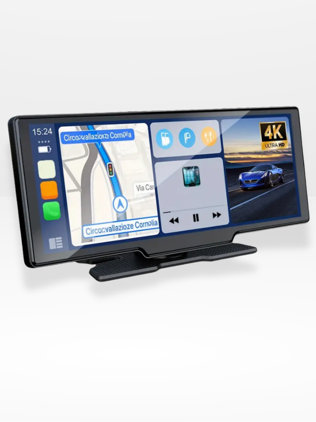 Trådløs CarPlay-skærm med indbygget 4K Dashcam & valgfrit bakkamera – 10,26" IPS-skærm