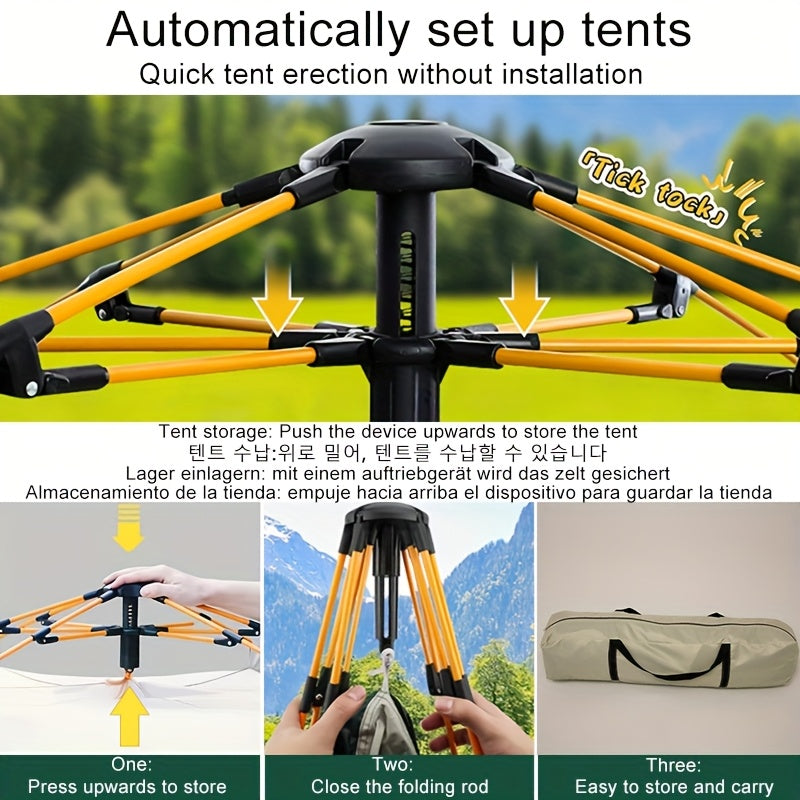 Tenda de campismo para 4 pessoas de montagem rápida – Proteção respirável e à prova de vento