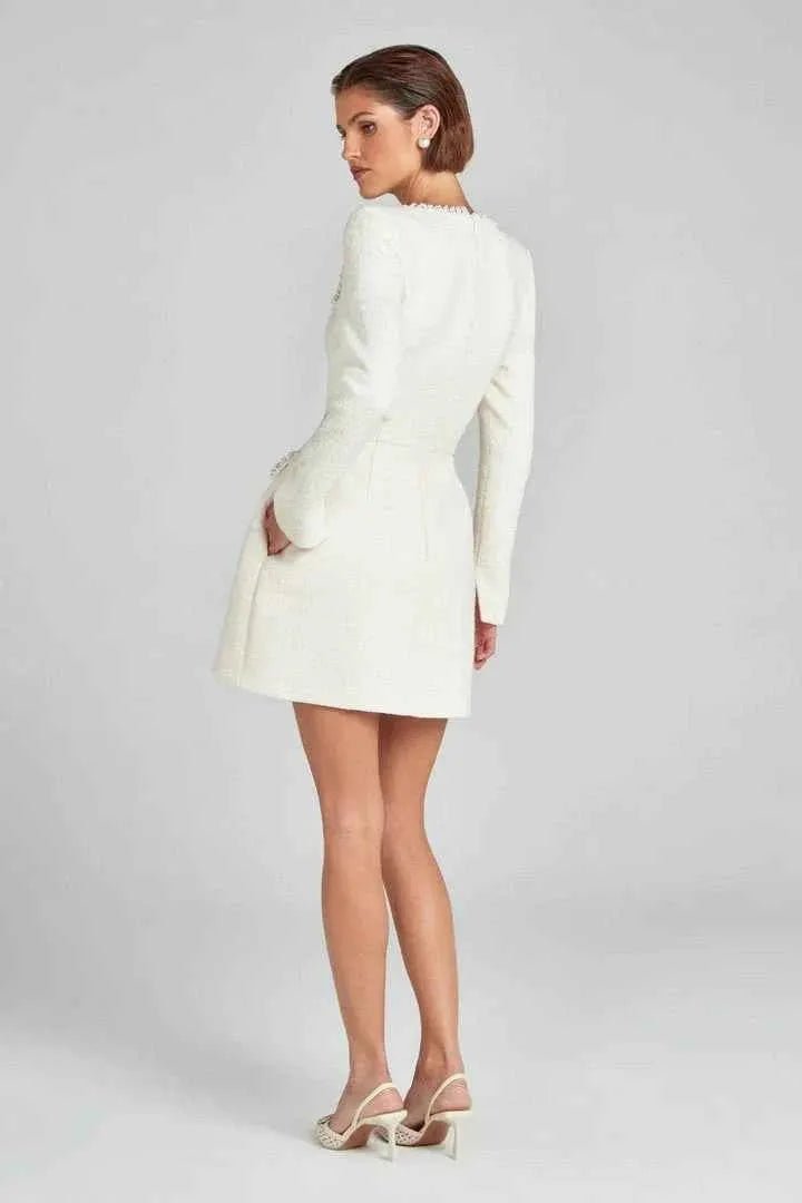 elodie – langarm minikleid aus tweed mit perlendetails - Cecile LavelleWeiss