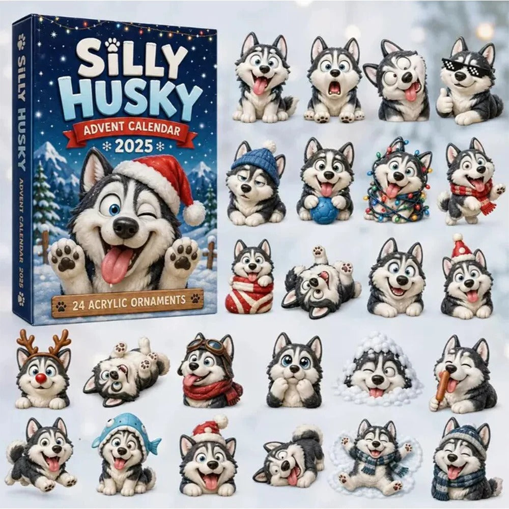 Calendario dell'Avvento natalizio 2026 per cani, conto alla rovescia di 24 giorni a tema husky per gli amanti dei cani