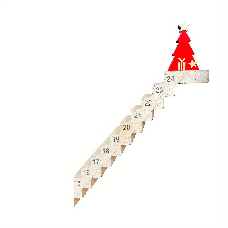 Calendario dell’Avvento di Babbo Natale – conto alla rovescia natalizio di 24 giorni in legno con testo in inglese, decorazione natalizia da tavolo