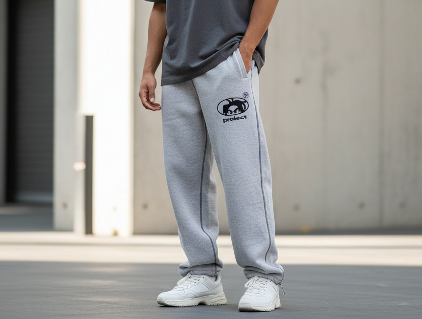 Herren Jogginghose im Y2K Streetwear-Stil in Grau
