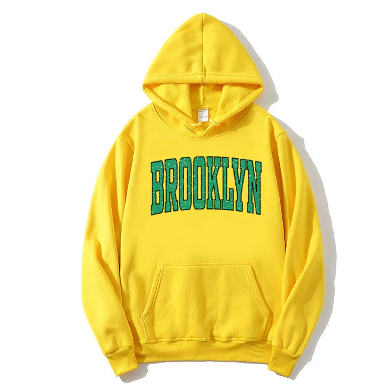 Sweatshirt com capuz para mulher com estampado elegante de Brooklyn