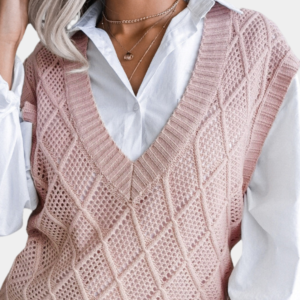 Luksuriøs uldstrikket sweater til kvinder med moderne tekstur