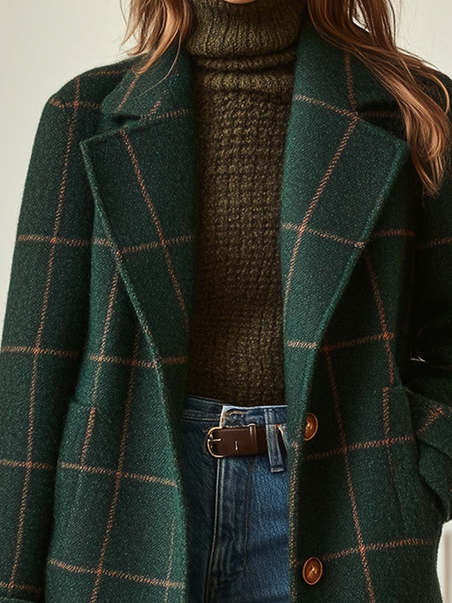 Manteau en laine à carreaux