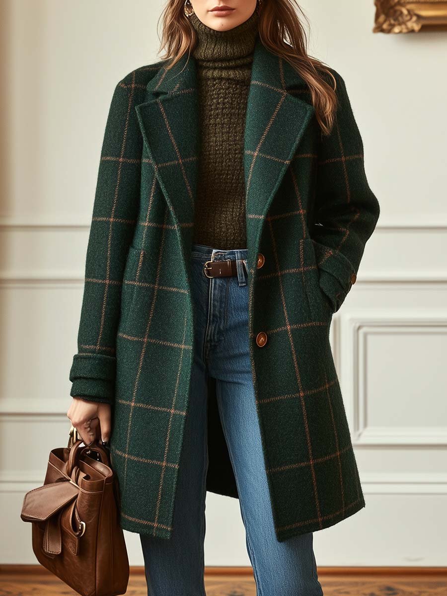 Manteau en laine à carreaux