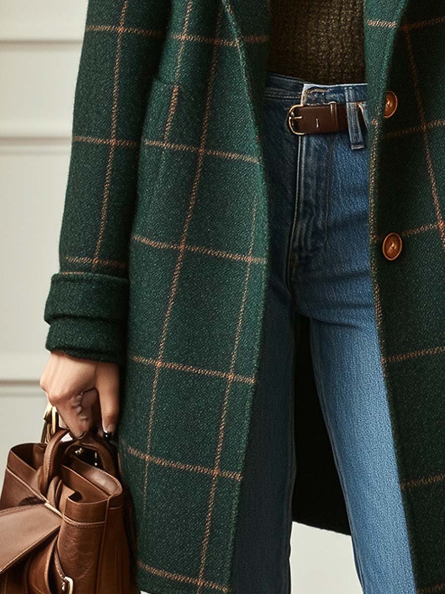 Manteau en laine à carreaux