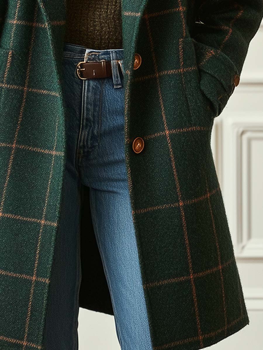 Manteau en laine à carreaux
