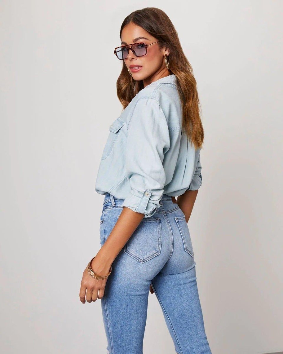 Klassisches Jeanshemd Damen - Cecile LavelleHellblau