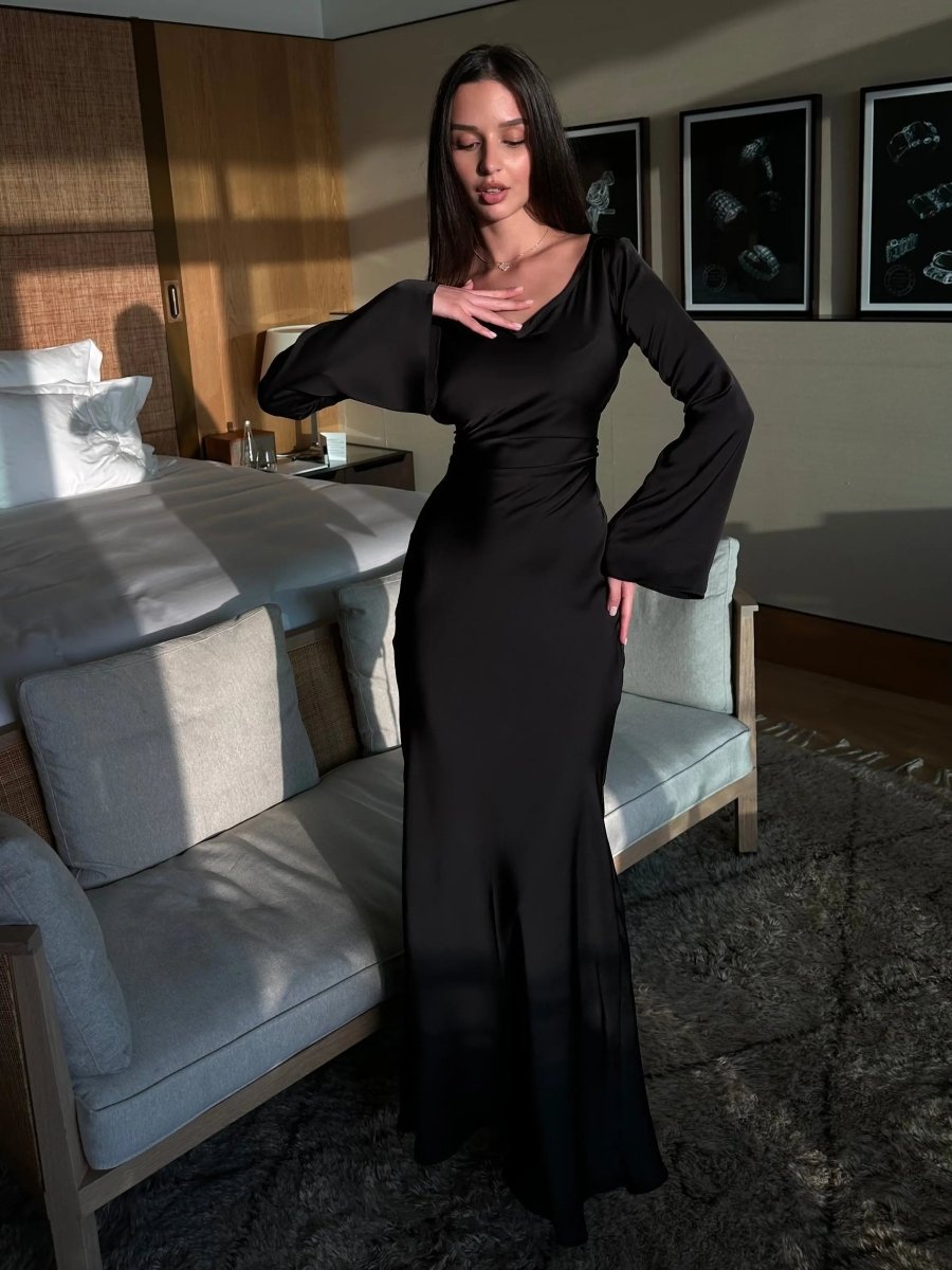 Langarm Maxikleid Elegant - Cecile LavelleElfenbein