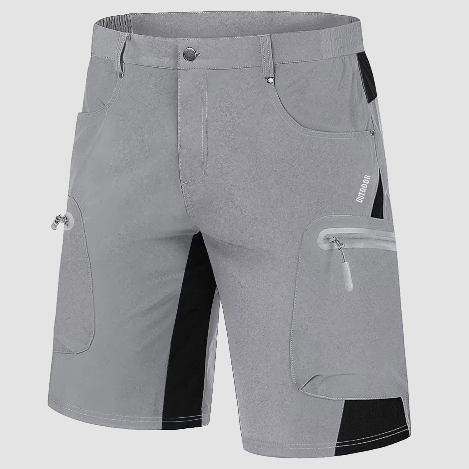 Pantaloni scurți cargo până la genunchi cu buzunare cu fermoar pentru bărbați